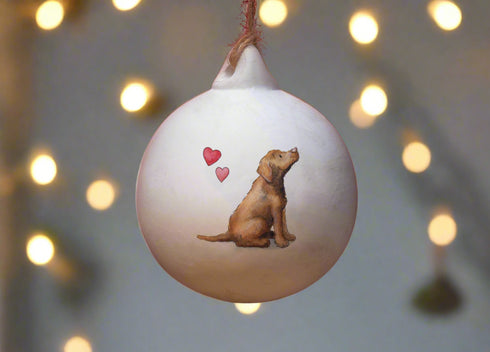 Labrador Chocolate Ceramic Round Bauble